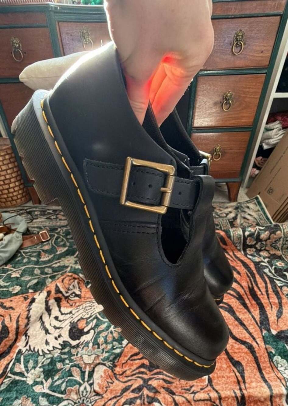 Dr. Martens Mary Jane Polley Slip Resistant Black Safety Shoe Babydoll US 9